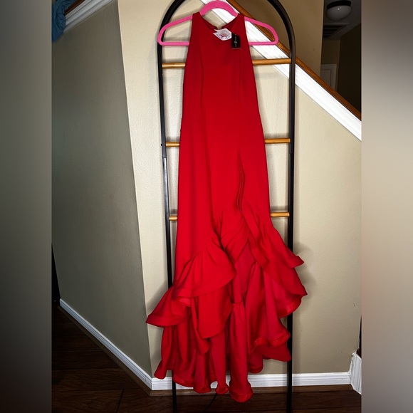 New ▶️ BETSY & ADAM ◀️ Tiered Ruffles Scuba Crepe Gown 4 Petite - Picture 7 of 14